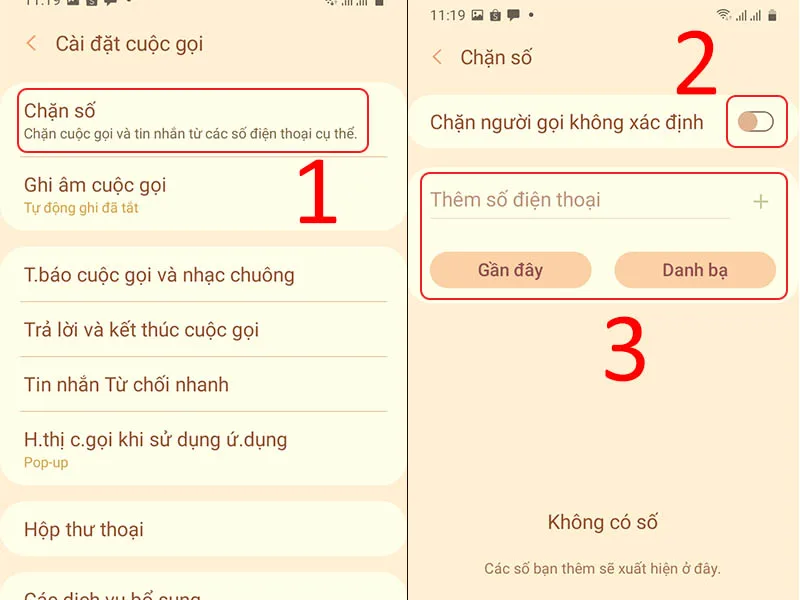 Người dùng có thể chặn riêng từng số làm phiền trực tiếp từ danh sách cuộc gọi gần đây